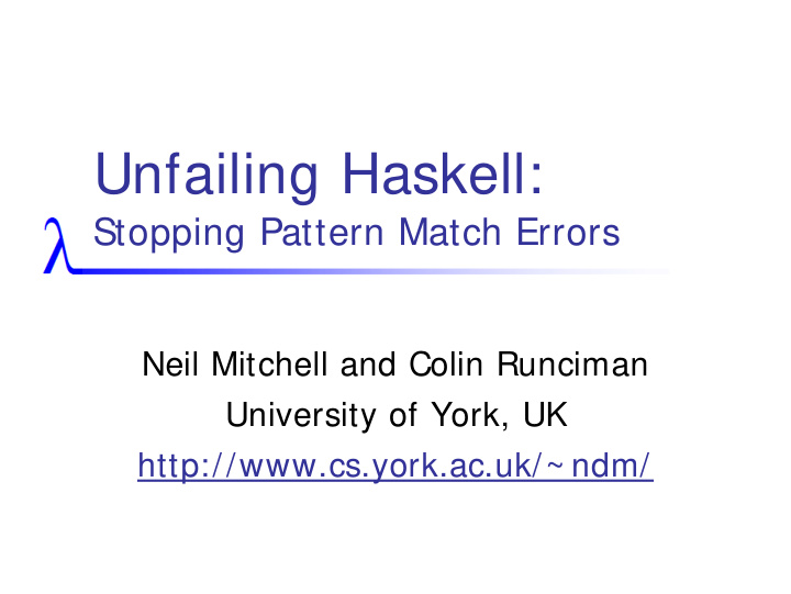 unfailing haskell