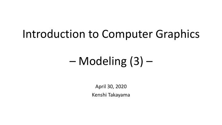 introduction to computer graphics modeling 3