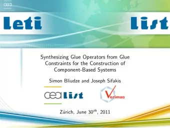 Constraints for the Construction of  Component-Based Systems  Simon Bliudze and Joseph Sifakis