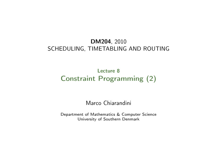constraint programming 2