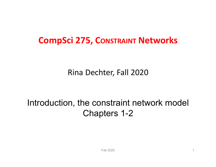 compsci 275 c onstraint networks