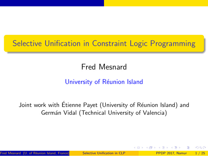 selective unification in constraint logic programming