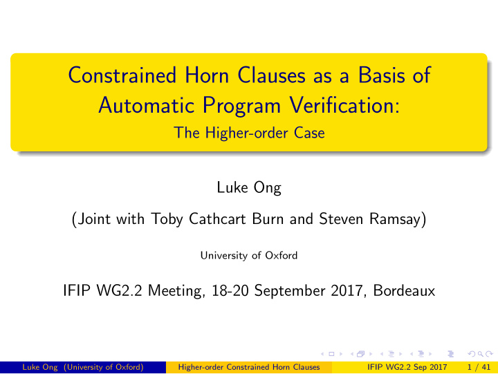 constrained horn clauses as a basis of automatic program