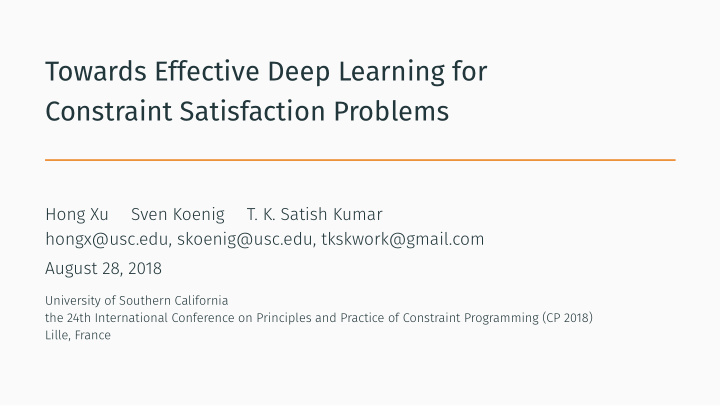 towards effective deep learning for constraint