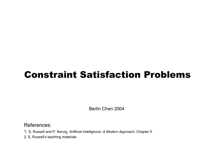 constraint satisfaction problems
