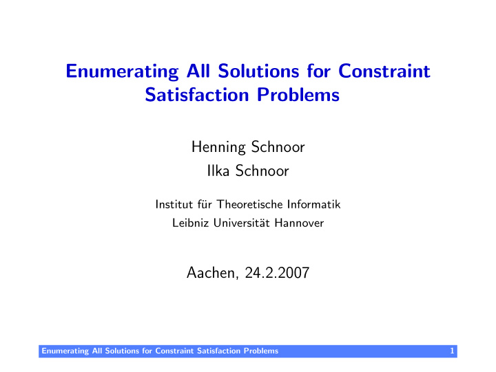 enumerating all solutions for constraint satisfaction