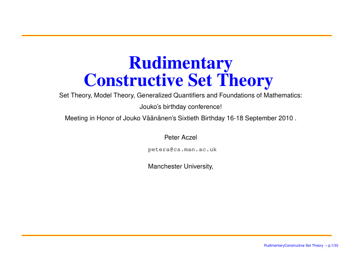 rudimentary constructive set theory
