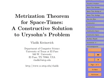Metrization Theorem  Space-Time Analogs . . .  How the (Non- . . .  for Space-Times:  Constructive