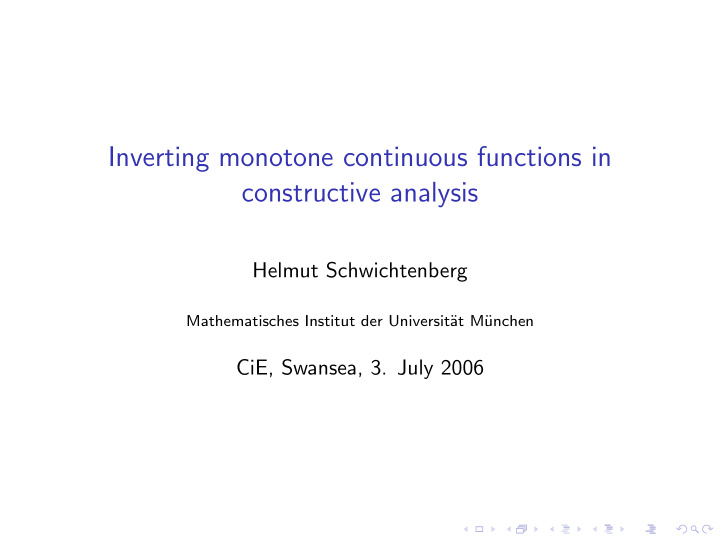 inverting monotone continuous functions in constructive