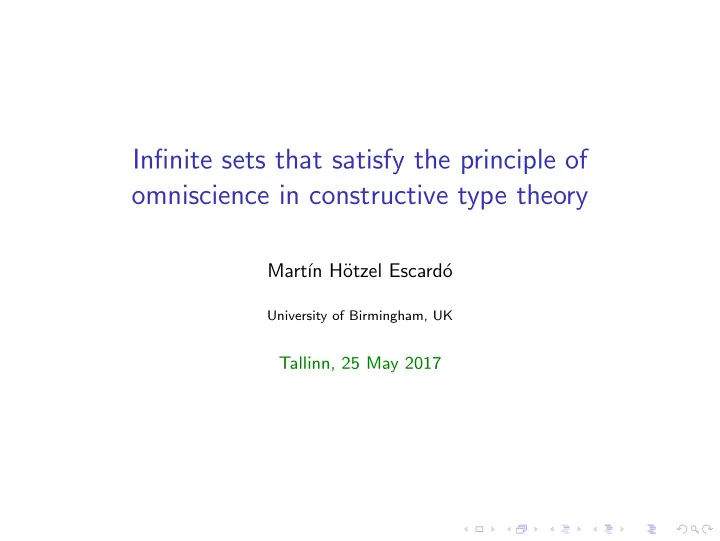 infinite sets that satisfy the principle of omniscience