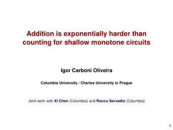 Addition is exponentially harder than  counting for shallow monotone circuits  Igor Carboni