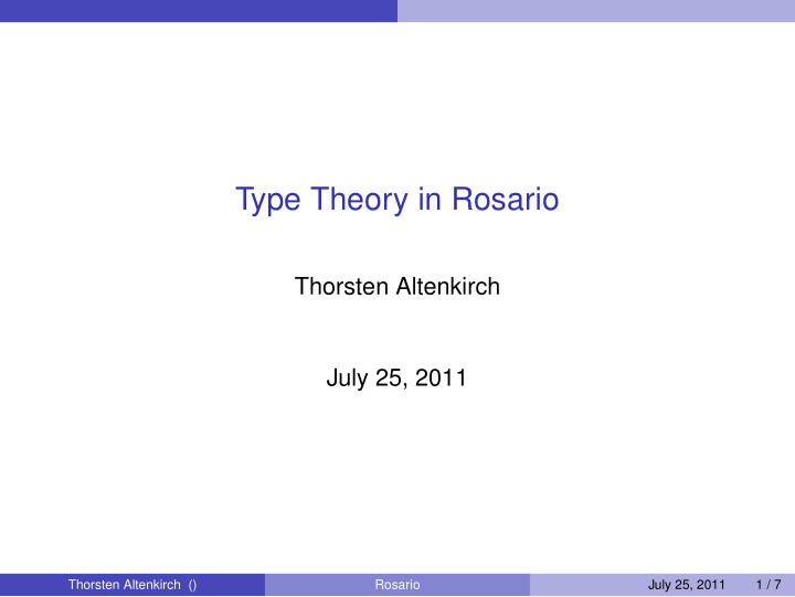 type theory in rosario