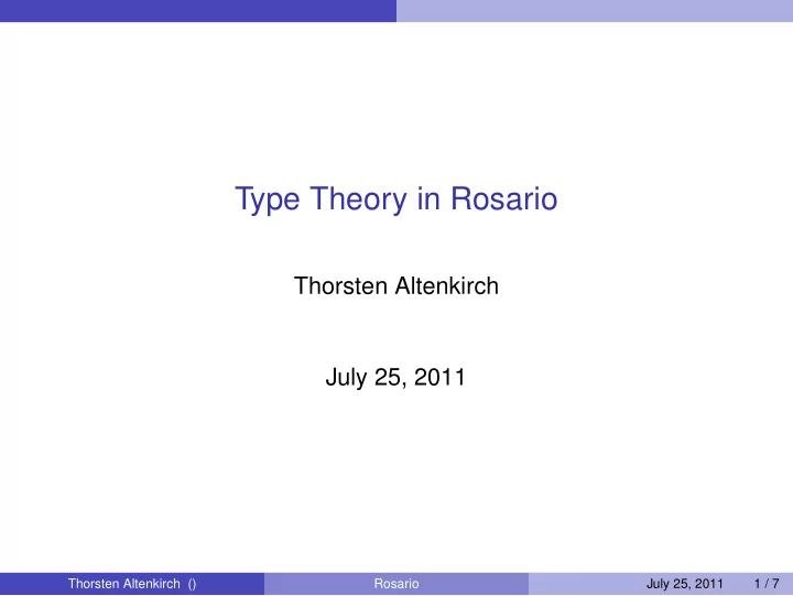 type theory in rosario