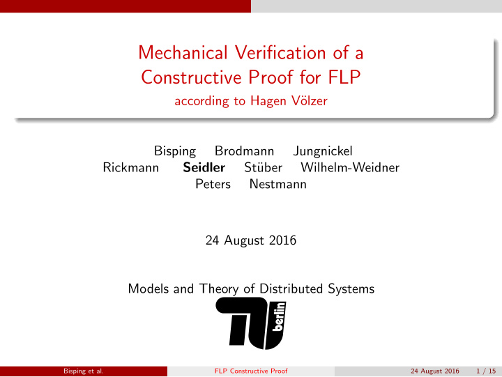 mechanical verification of a constructive proof for flp