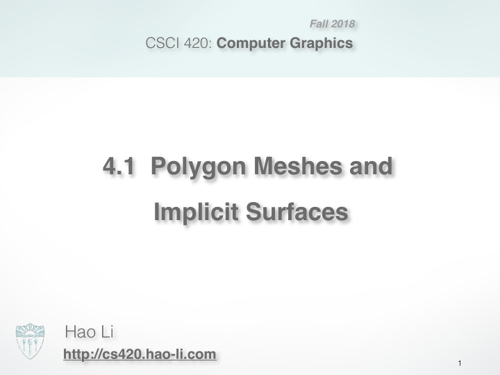 4 1 polygon meshes and implicit surfaces