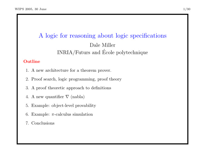 a logic for reasoning about logic specifications