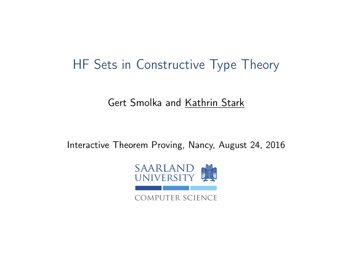 hf sets in constructive type theory