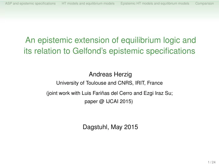 an epistemic extension of equilibrium logic and its