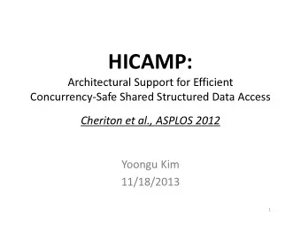 HICAMP:  Architectural Support for Efficient  Concurrency-Safe Shared Structured Data Access