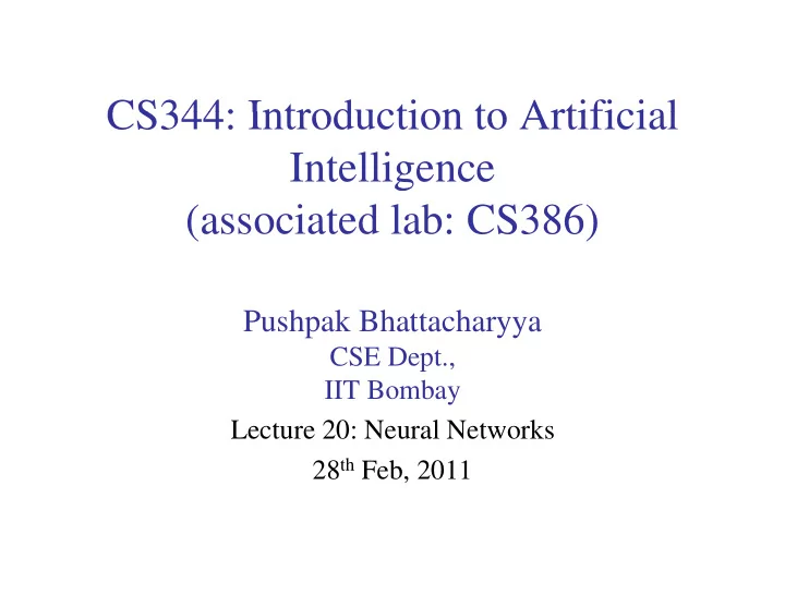 cs344 introduction to artificial cs344 introduction to