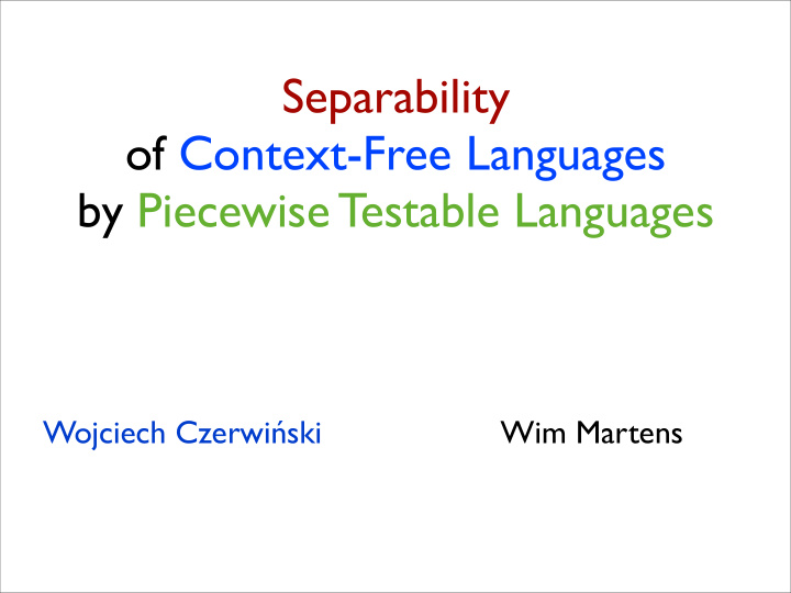 separability of context free languages by piecewise