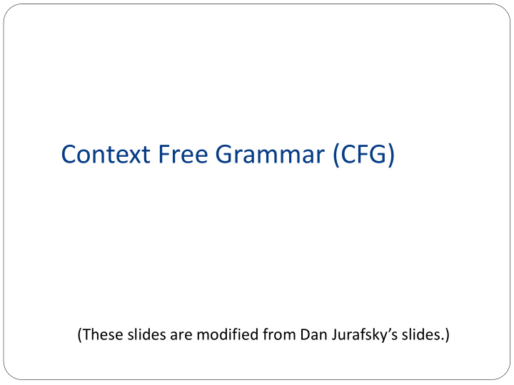 context free grammar cfg