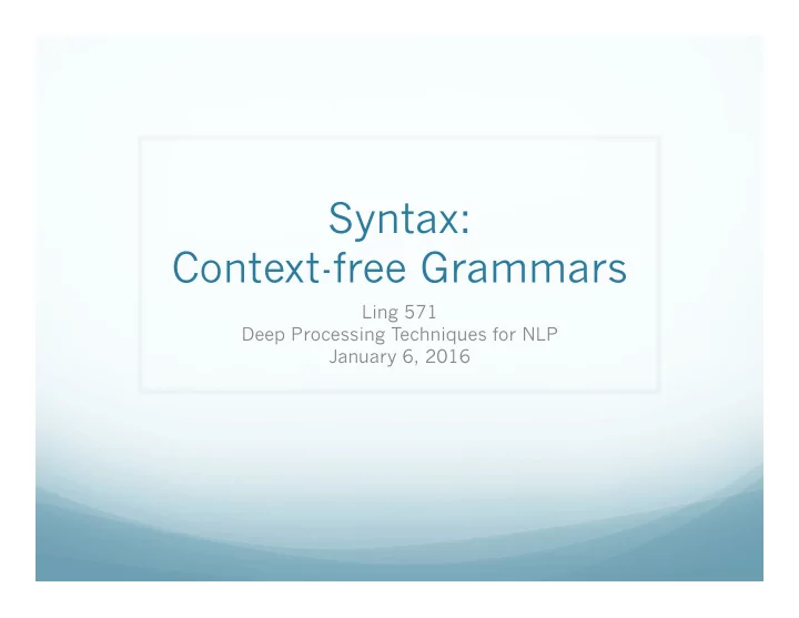 syntax context free grammars