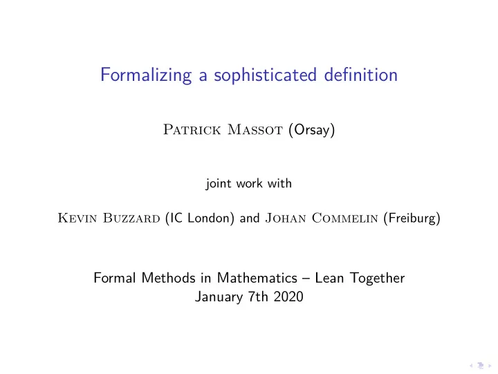 formalizing a sophisticated defjnition
