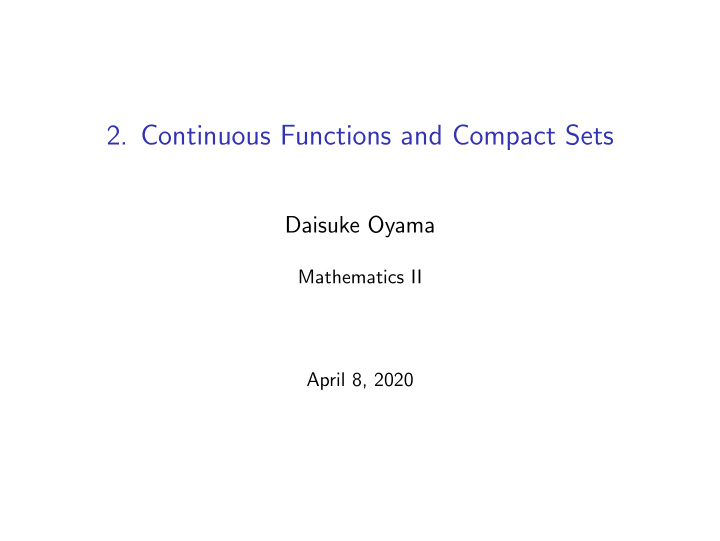2 continuous functions and compact sets