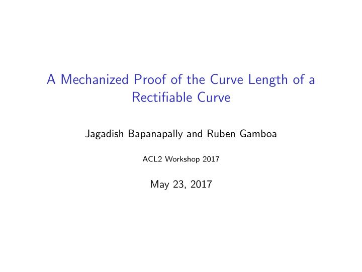 a mechanized proof of the curve length of a rectifiable