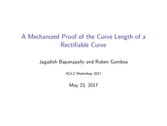 A Mechanized Proof of the Curve Length of a  Rectifiable Curve  Jagadish Bapanapally and Ruben