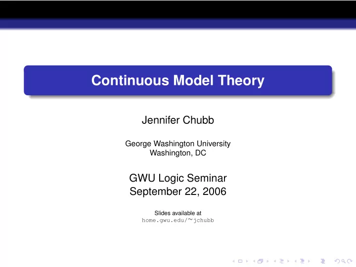 continuous model theory
