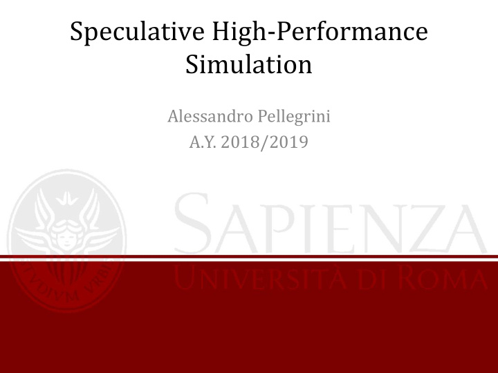 speculative high performance simulation
