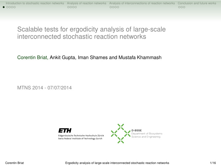 scalable tests for ergodicity analysis of large scale