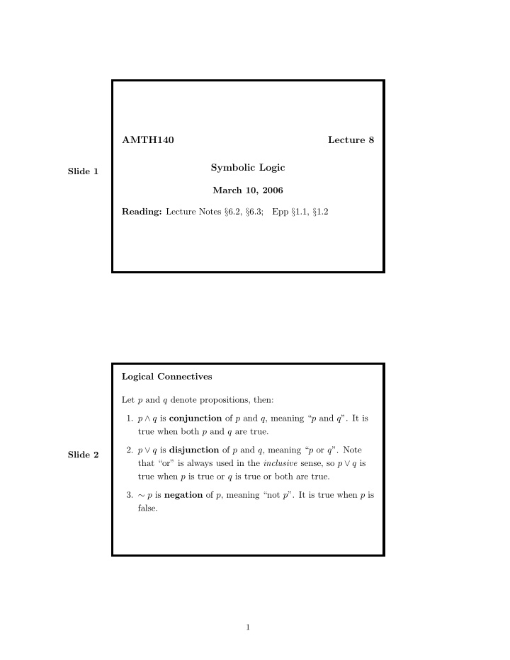 amth140 lecture 8 symbolic logic