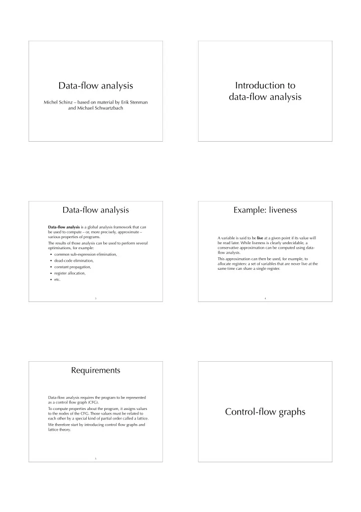 data flow analysis introduction to data flow analysis