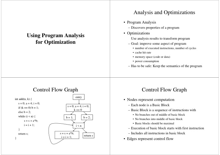 analysis and optimizations analysis and optimizations