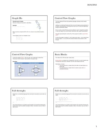 Graph IRs  Control Flow Graphs  +  The three-address IR looks like assembly language including