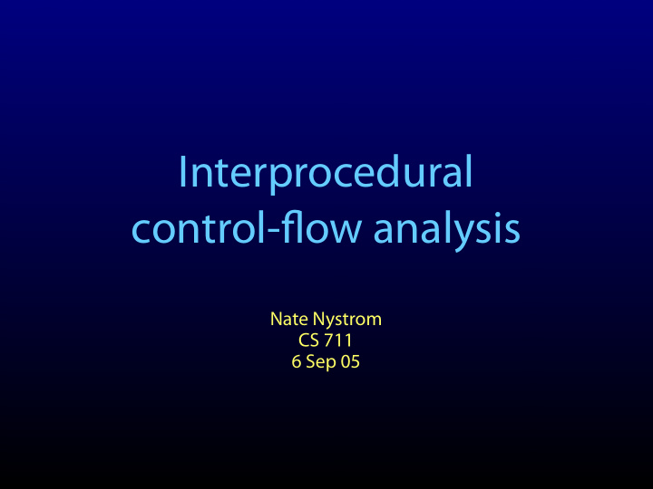 interprocedural control flow analysis