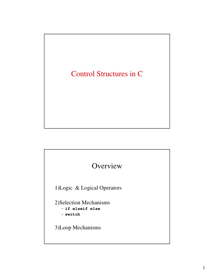 control structures in c overview