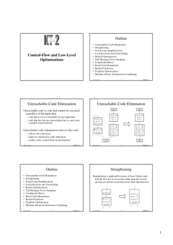 Outline   Unreachable-Code Elimination   Straightening   If and Loop Simplifications