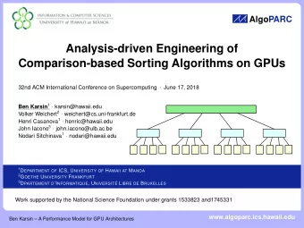 Analysis-driven Engineering of  Comparison-based Sorting Algorithms on GPUs 32nd ACM International