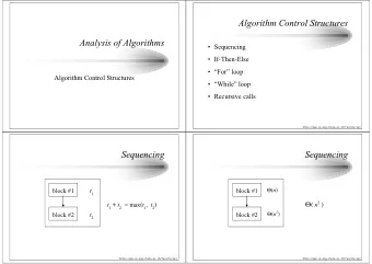 Algorithm Control Structures  Analysis of Algorithms   Sequencing   If-Then-Else