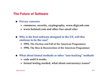 The Future of Software  Privacy concerns  commerce, security, cryptography, www.digicash.com
