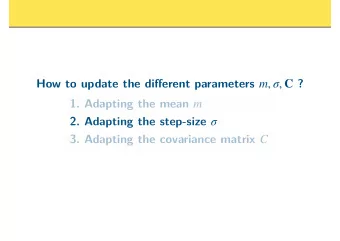 m ,  , C  ?  1. Adapting the mean  m  2. Adapting the step-size    3. Adapting the covariance