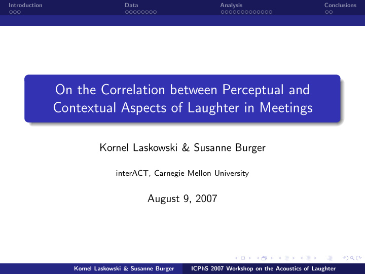 on the correlation between perceptual and contextual