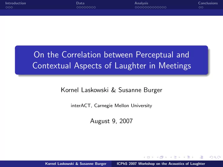 on the correlation between perceptual and contextual