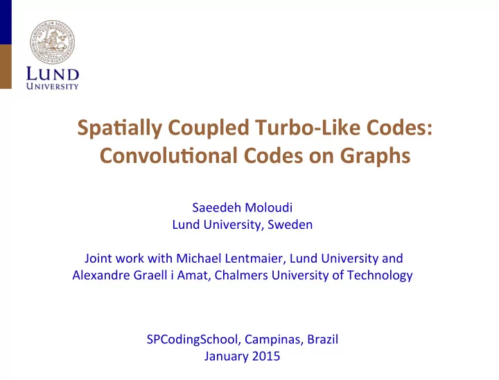 spa ally coupled turbo like codes convolu onal codes on