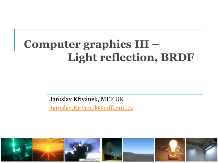 computer graphics iii light reflection brdf