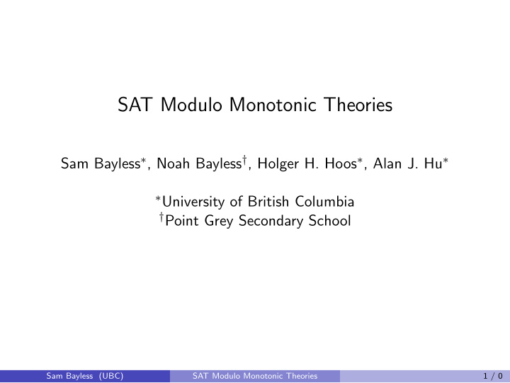 sat modulo monotonic theories